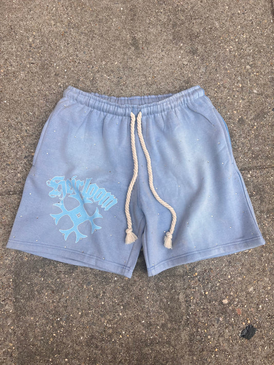 LIGHT BLUE “RHINESTONE”SHORTS