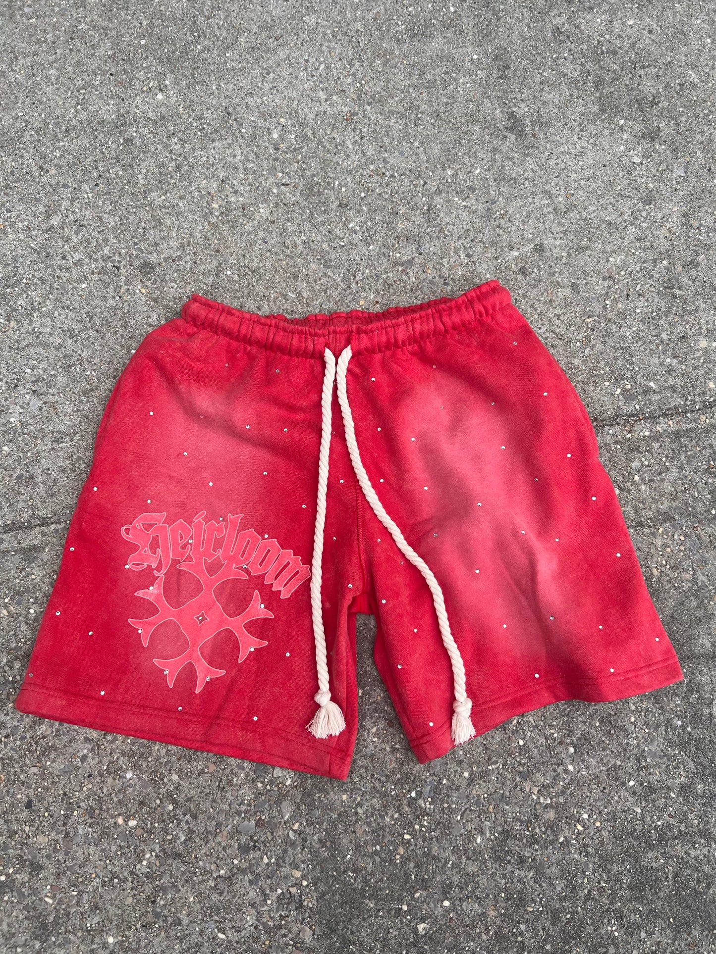 Red Rhinestone Shorts